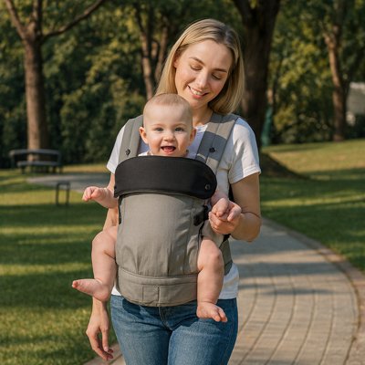 Porte bébé physiologique gris confort