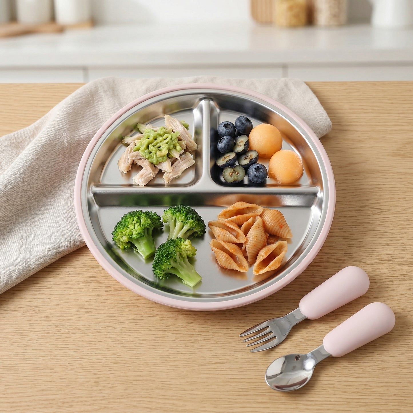 Assiette bébé en acier inoxydable | Ventouse antidérapante™