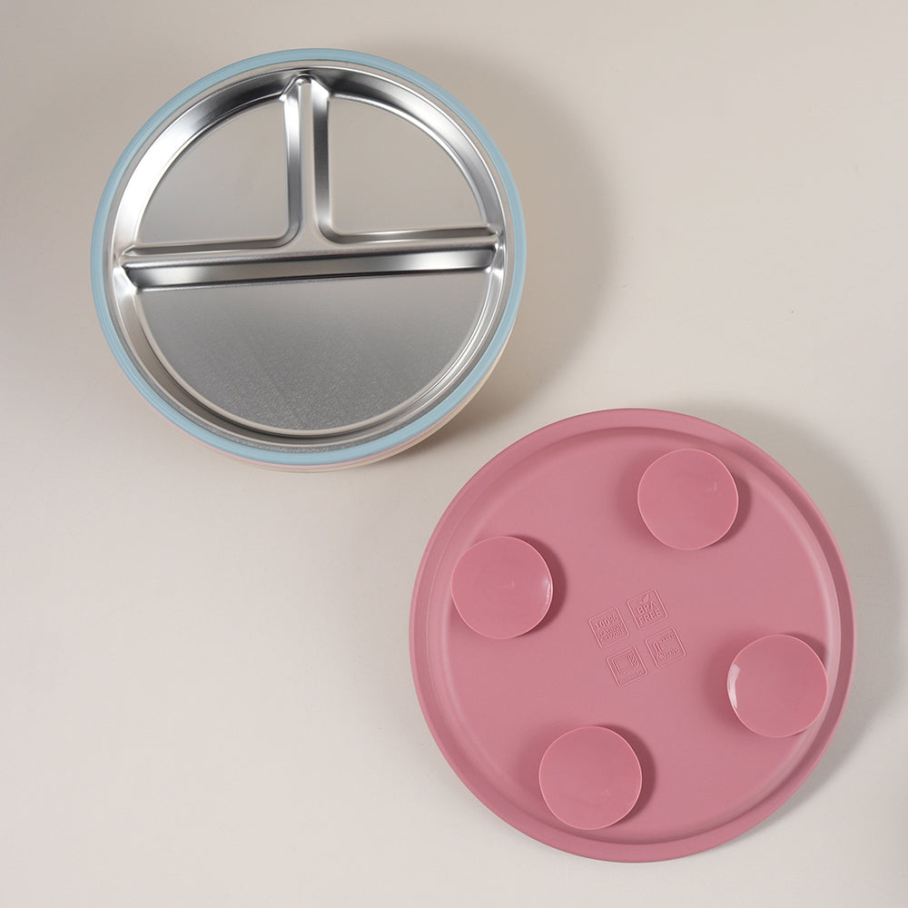 Assiette bébé en acier inoxydable | Ventouse antidérapante™