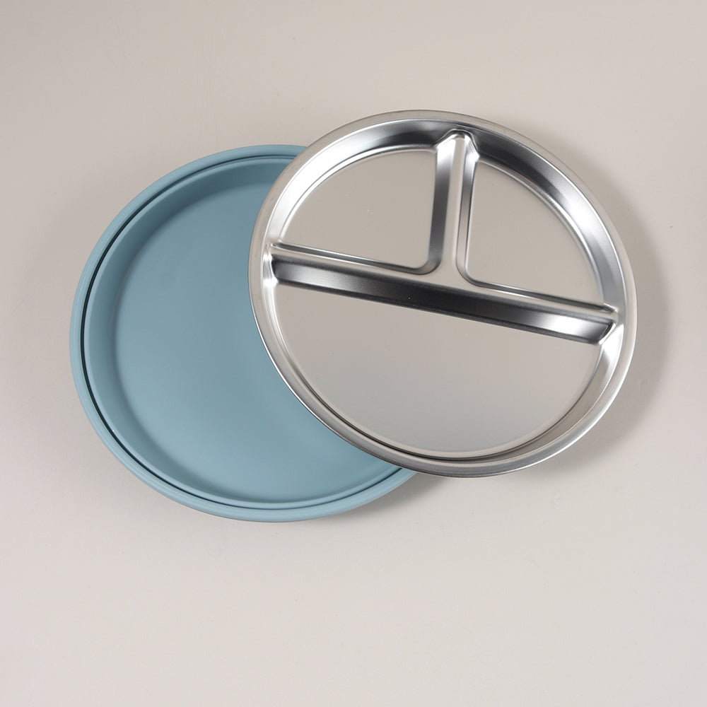 Assiette bébé en acier inoxydable | Ventouse antidérapante™