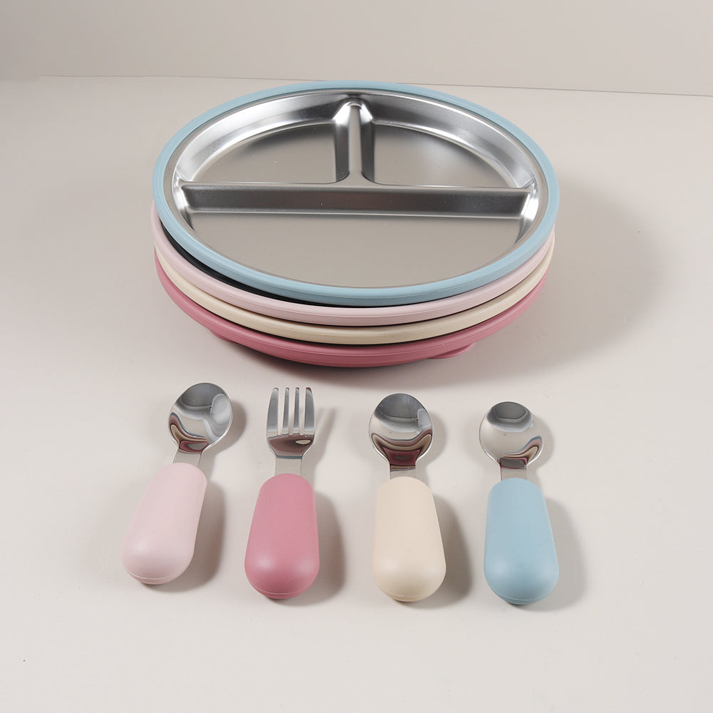Assiette bébé en acier inoxydable | Ventouse antidérapante™