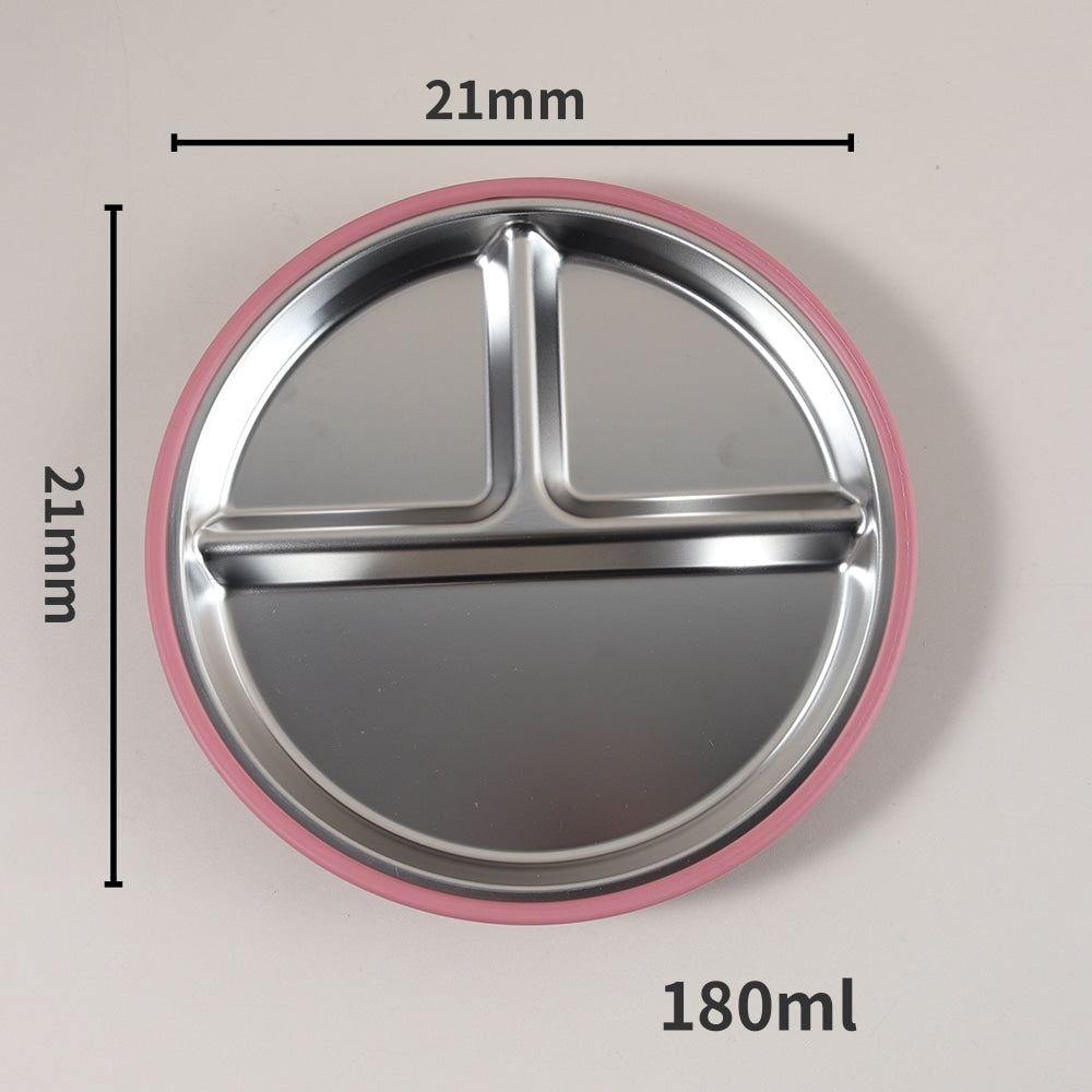 Assiette bébé en acier inoxydable | Ventouse antidérapante™