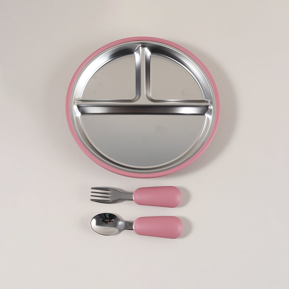 Assiette bébé en acier inoxydable | Ventouse antidérapante™