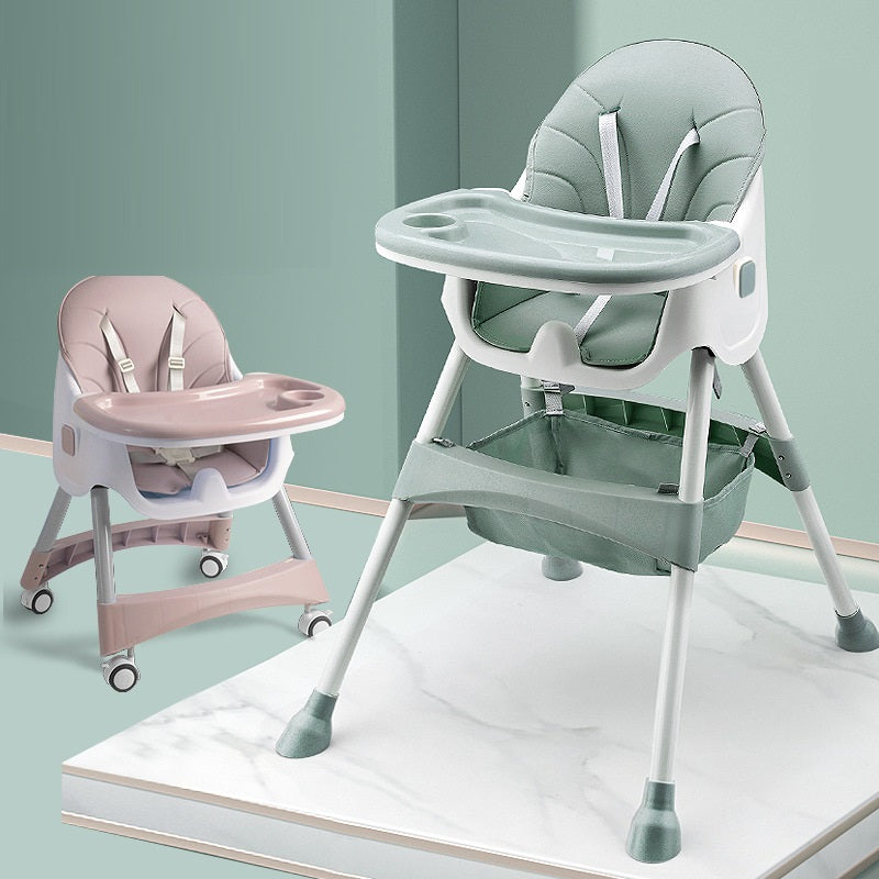 Chaise haute réglable vert rose