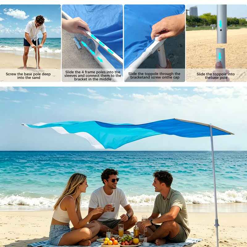 Parasol de plage léger montage