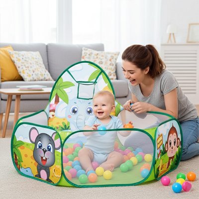 Un enfant qui joue avec les balles dans une piscine à balle bébé.