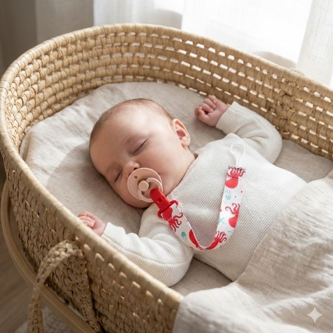 attache tetine clip pieuvre rouge