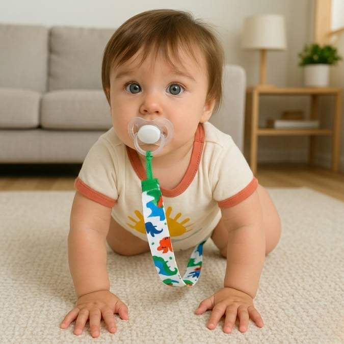 attache tetine tissus clip dinosaure