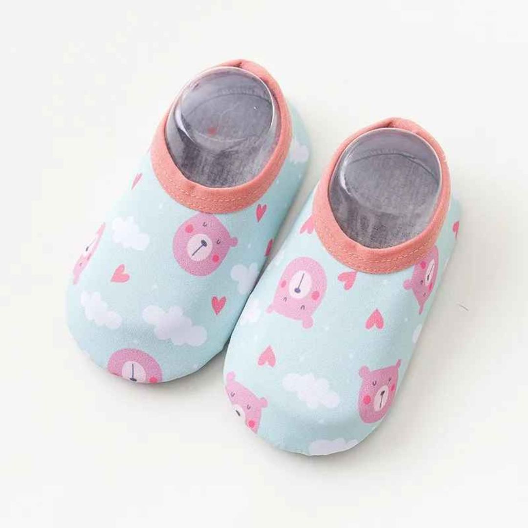 chaussure d'eau bébé bleue coeur