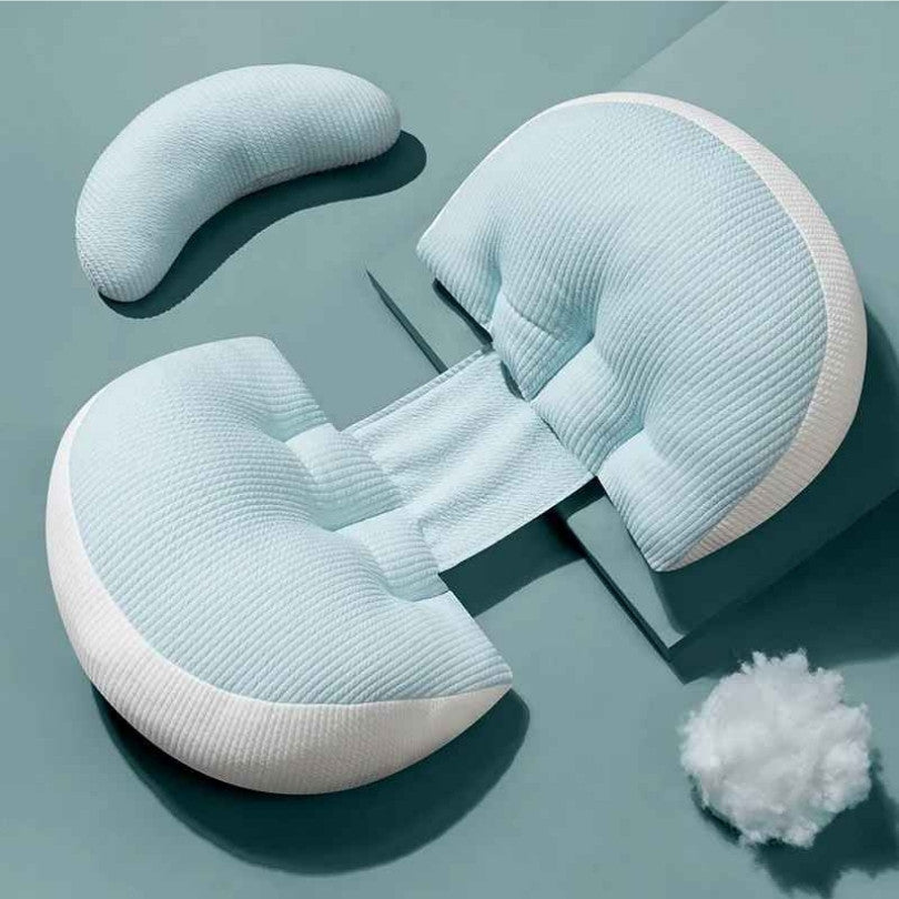 coussin grossesse bleu et blanc