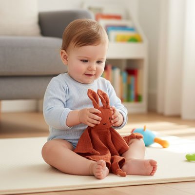 Doudou lapin tactile 