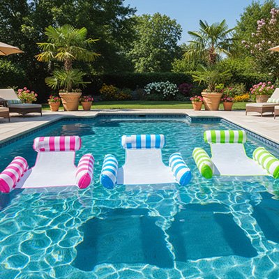 Fauteuil piscine gonflable allongé