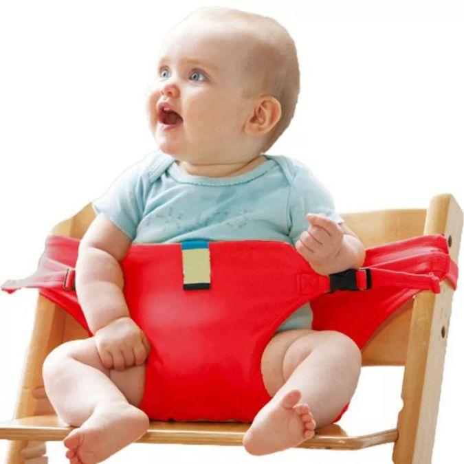 harnais bebe pour chaise haute pratique rouge