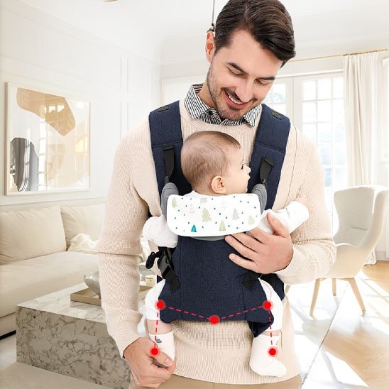Porte bébé nouveau né bleu position ergonomique