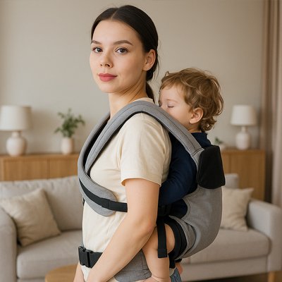 Porte bébé physiologique gris confortable