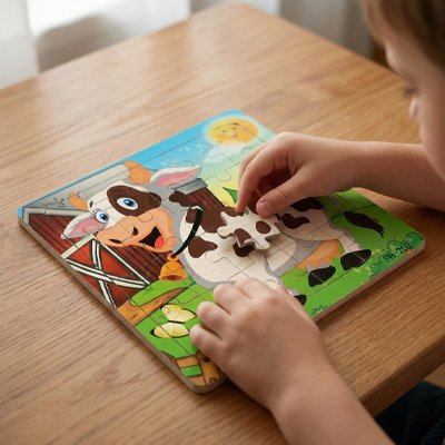 Puzzle bois colorée 