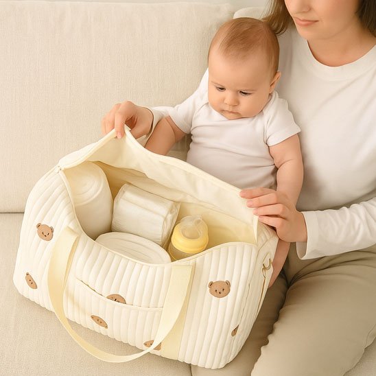Sac a langer bebe gaze de coton facile acces