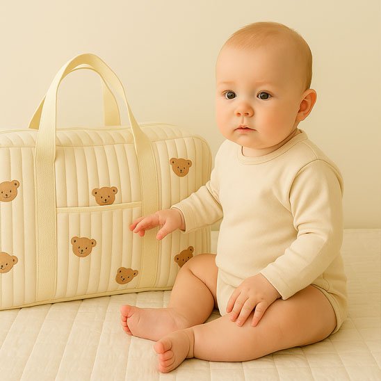 Sac a langer bebe gaze de coton ourson joli