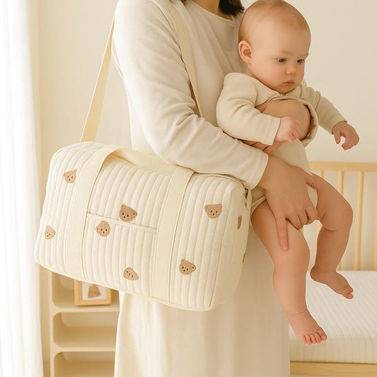 Sac a langer bebe gaze de coton ourson pratique