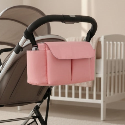 sac à poussette rose pochette rangement