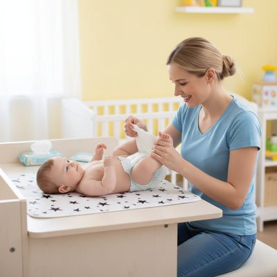 Tapis à langer nomade blanc étoile compact