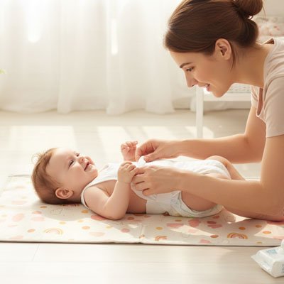 Tapis à langer nomade compact arc en ciel